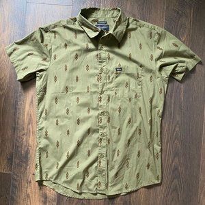 Brixton Olive Green Southwestern Button Up Shirt Medium Green/Rust/Black